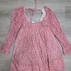 Anthropologie Pink Floral Mini Dress